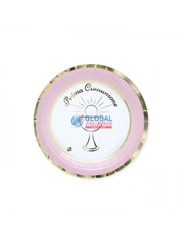 PIATTI COMUNIONE CHIC ROSA 8pz 18cm