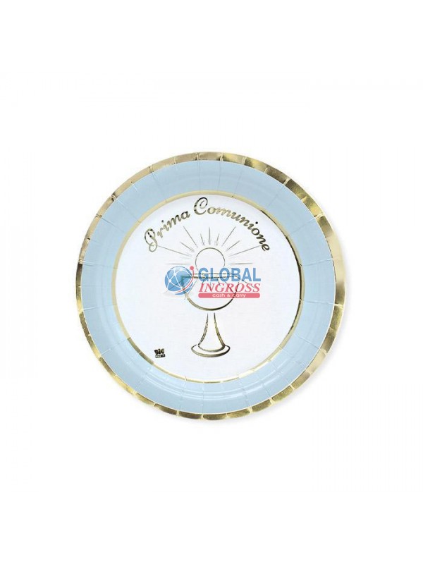 PIATTI COMUNIONE CHIC CELESTE 8pz 18cm