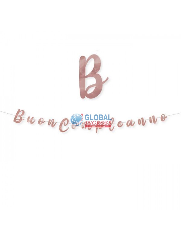 FESTONE SCRITTA BUON COMPLEANNO ROSE GOLD 3mt