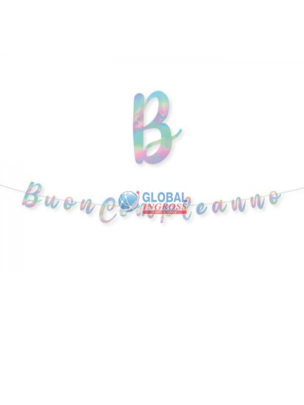 FESTONE SCRITTA BUON COMPLEANNO IRIDESCENTE 3mt