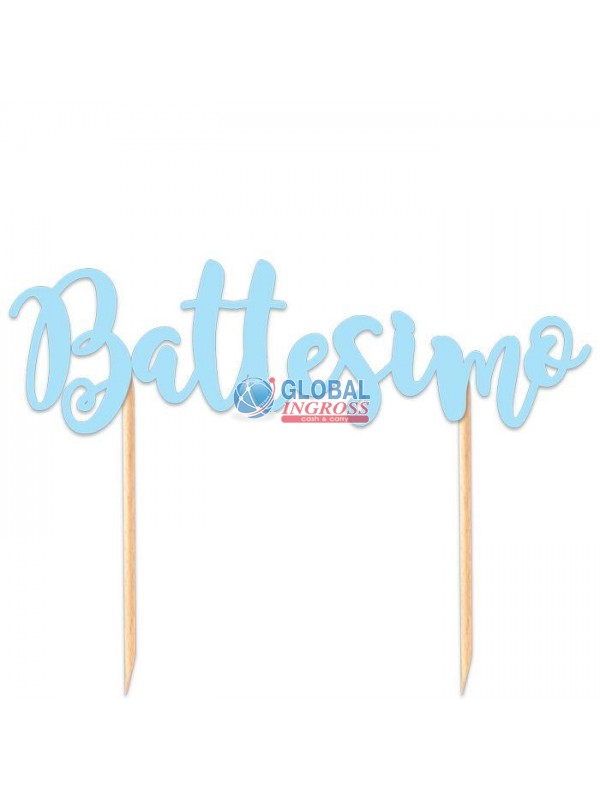 CAKE TOPPER BATTESIMO CELESTE 20x13cm