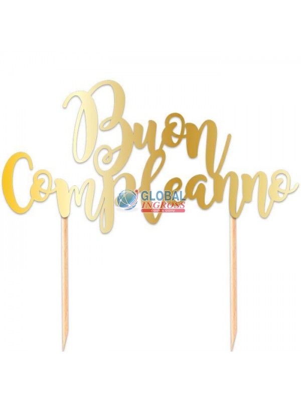CAKE TOPPER COMPLEANNO GOLD 20x17cm