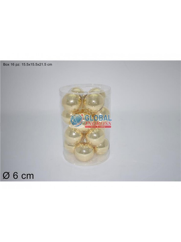 PALLE VETRO LUCIDE ORO 6cm 16pz