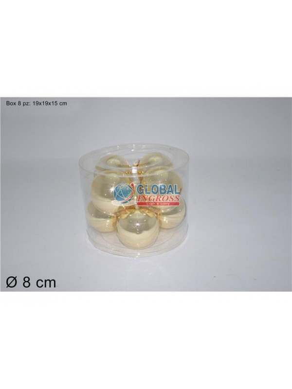 PALLE VETRO LUCIDE ORO 8cm 8pz