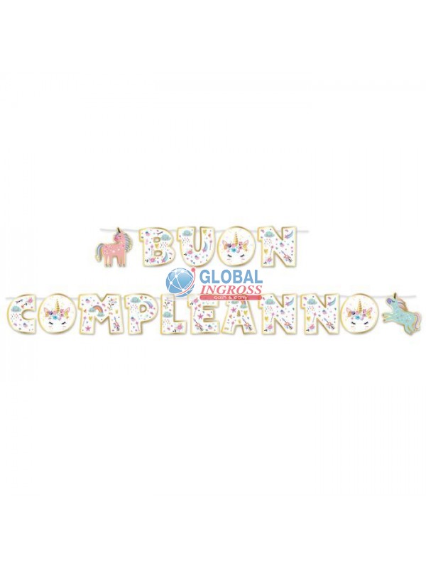 KIT SCRITTA B.COMPLEANNO UNICORNO