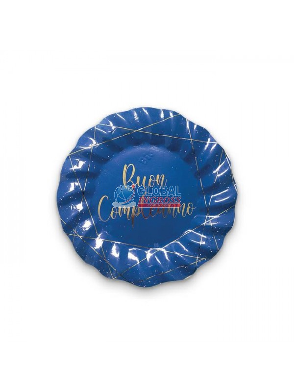 PIATTI COMPLEANNO BLU GOLD 8pz 20cm