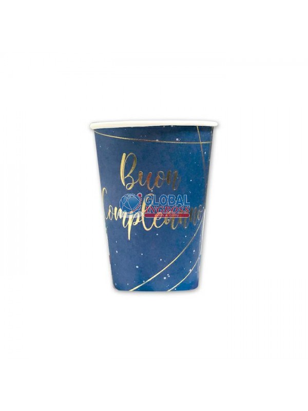 BICCHIERI COMPLEANNO BLU GOLD 8pz