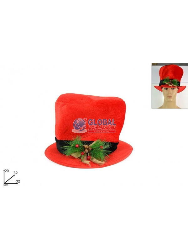 CAPPELLO CILINDRO ROSSODECORATIVO