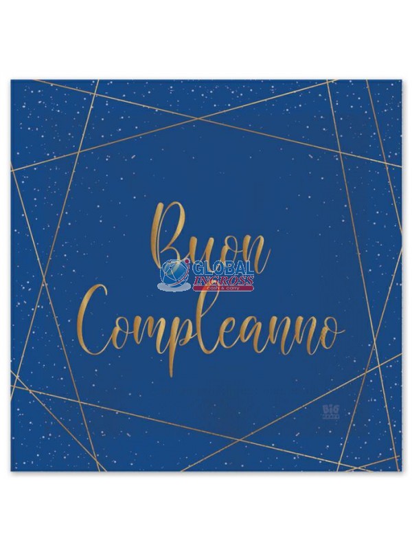 TOVAGLIOLI COMPLEANNO BLU GOLD 20pz 33x33