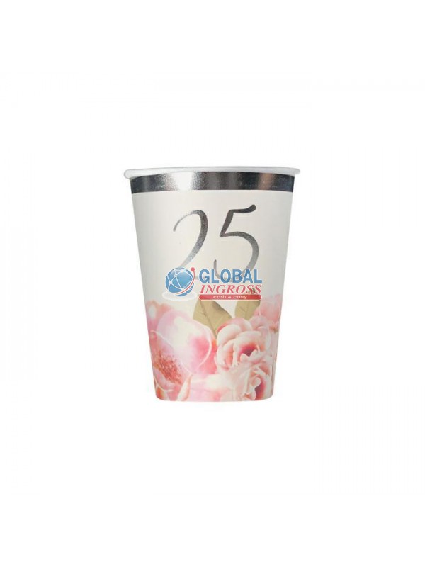 BICCHIERI 25' ANNIVERSARIO FLORAL 8pz