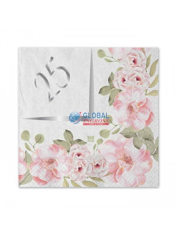 MINI TOVAGLIOLI 25' ANNIVERSARIO FLORAL 20pz 25x25