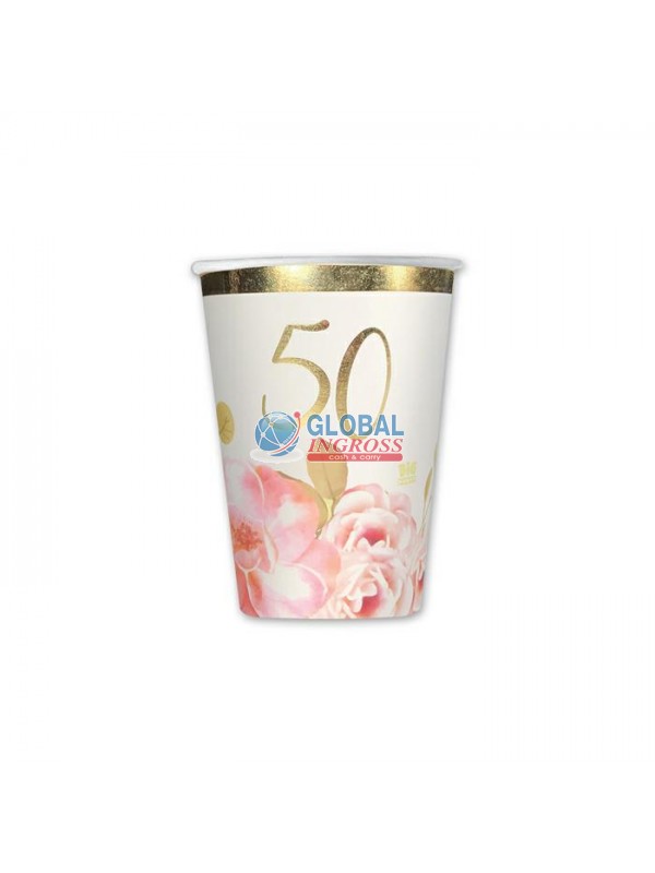 BICCHIERI 50' ANNIVERSARIO FLORAL 8pz