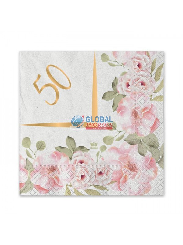 MINI TOVAGLIOLI 50' ANNIVERSARIO.FLORAL 20pz 25x25