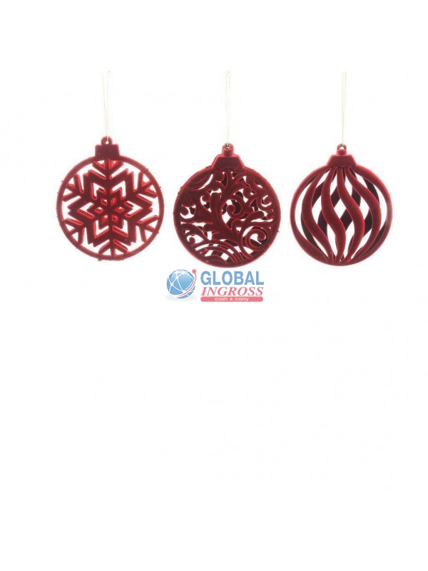 PENDENTE FLOCCATO BORDEAUX 12cm ASS.