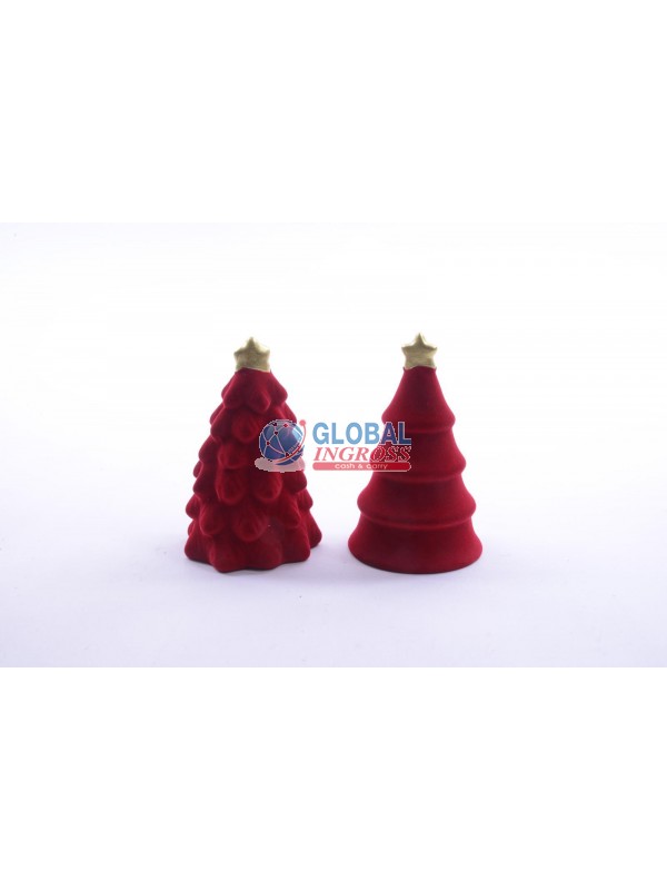 ALBERO FLOCCATO ROSSO IN RESINA 12cm