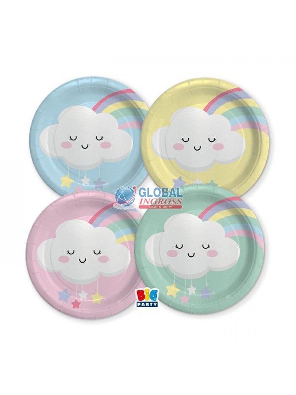 PIATTI RAINBOW CLOUD 8pz MIX 18cm