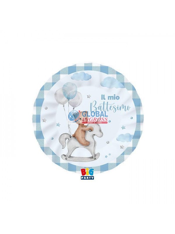 PIATTI BATTESIMO BEAR CELESTE 8pz 20cm