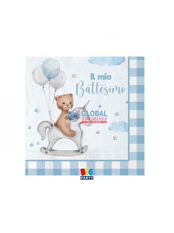 MINI TOVAGLIOLI BATTESIMO BEAR CELESTE 20pz