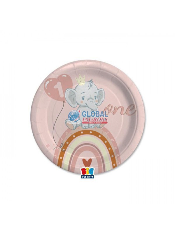 PIATTI 1 ANNO BOHO ROSA18cm 8pz