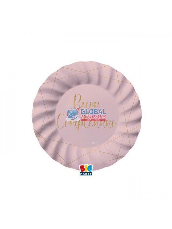 PIATTI COMPLEANNO ROSE GOLD 20cm 8pz