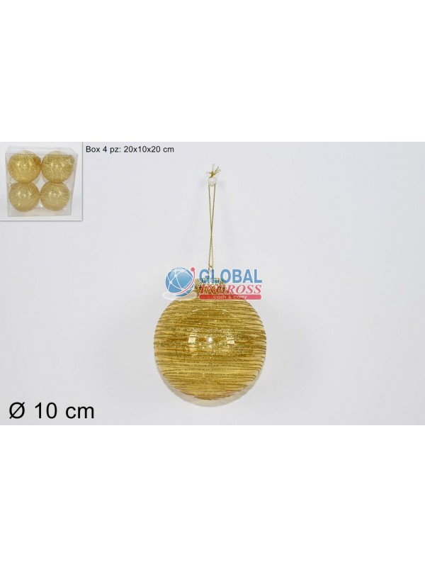PALLE FILO GLITTER ORO 10cm 4pz