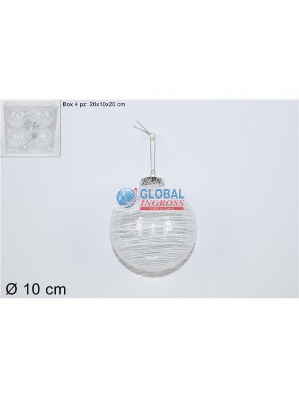 PALLE FILO GLITTER BIANCO 10cm 4pz