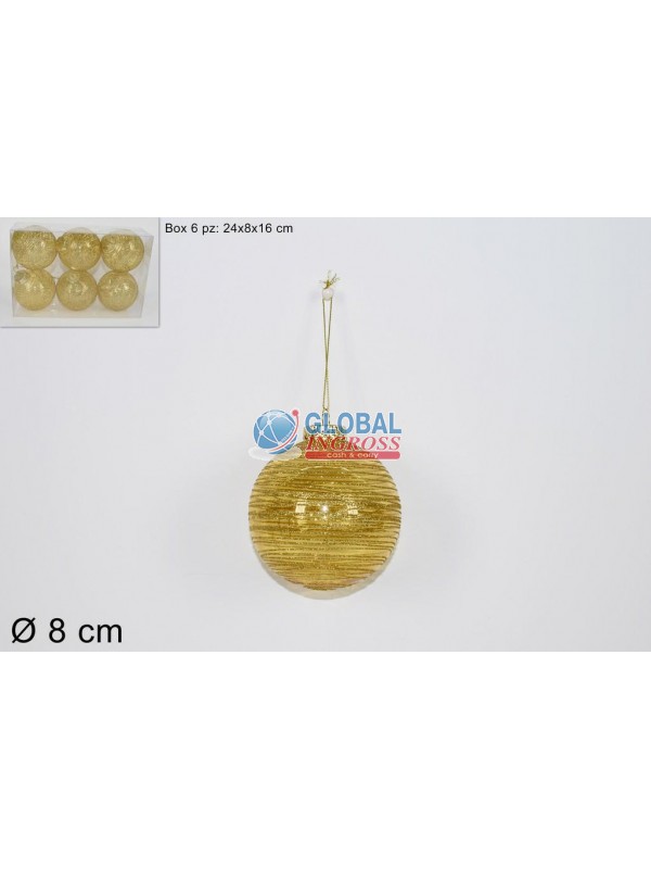 PALLE FILO GLITTER ORO 8cm 6pz