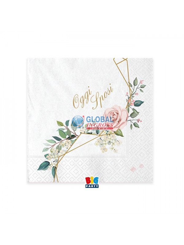 MINI TOVAGLIOLI SPOSI FLORAL GEOMETRIC 20pz