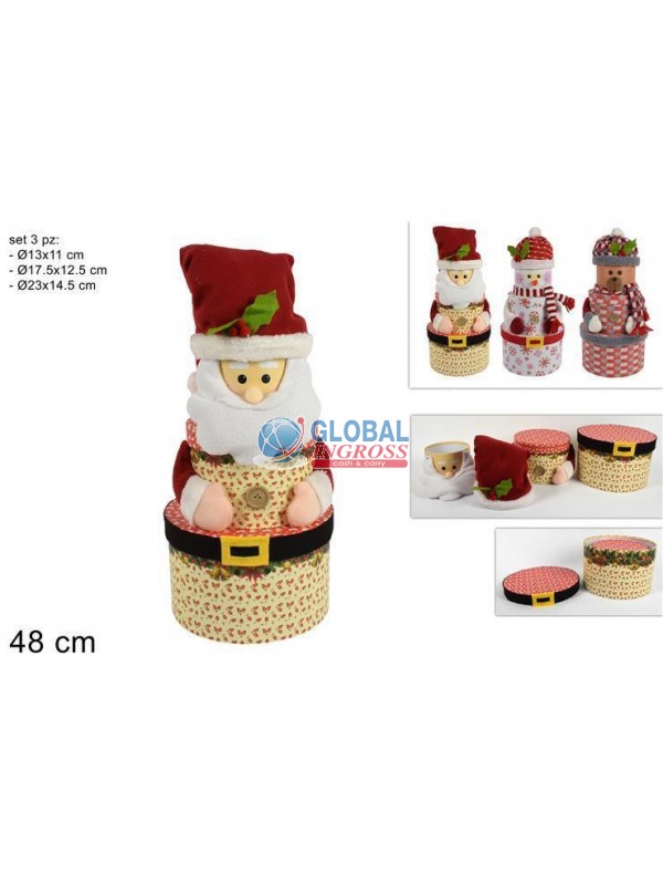 SET 3 SCATOLE NATALE TONDE - snowman