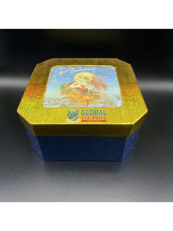 SCATOLA NATALE QUADRATABLU/ORO m.2 19x19x9