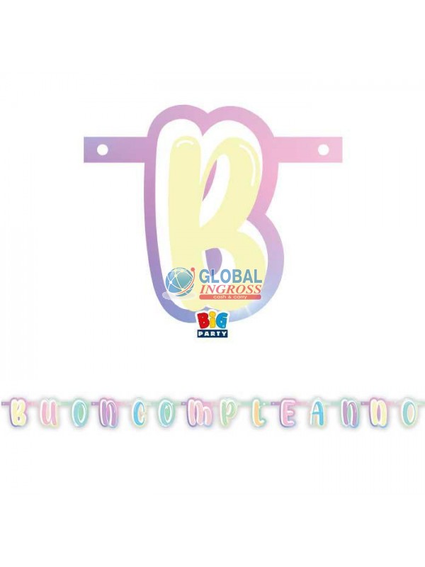 KIT SCRITTA COMPLEANNO SOFT RAINBOW 215cm