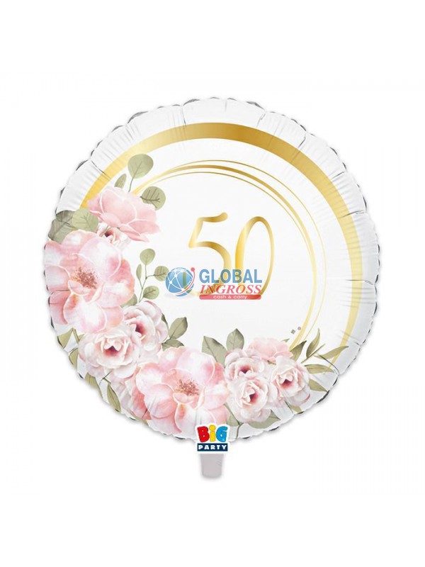 MYLAR 45cm 50' ANNIVERSARIO FLORAL