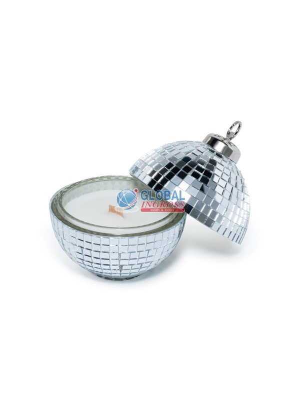 CANDELA PROFUMATA IN COFANETTO PALLA CRYSTAL 10cm SILVER