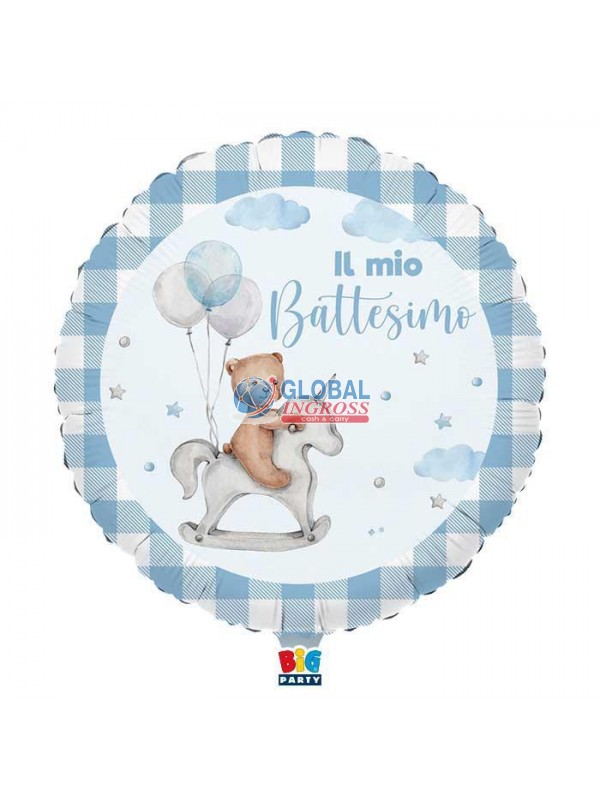 MYLAR 45cm BATTESIMO BEAR CELESTE