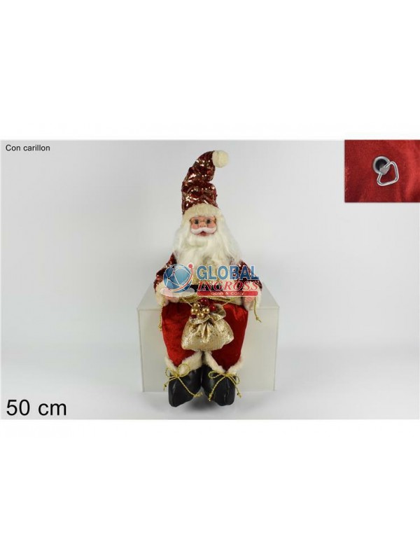 BABBO NATALE CARILLON SEDUTO 50cm ROSSO