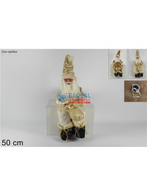 BABBO NATALE CARILLON SEDUTO 50cm ORO