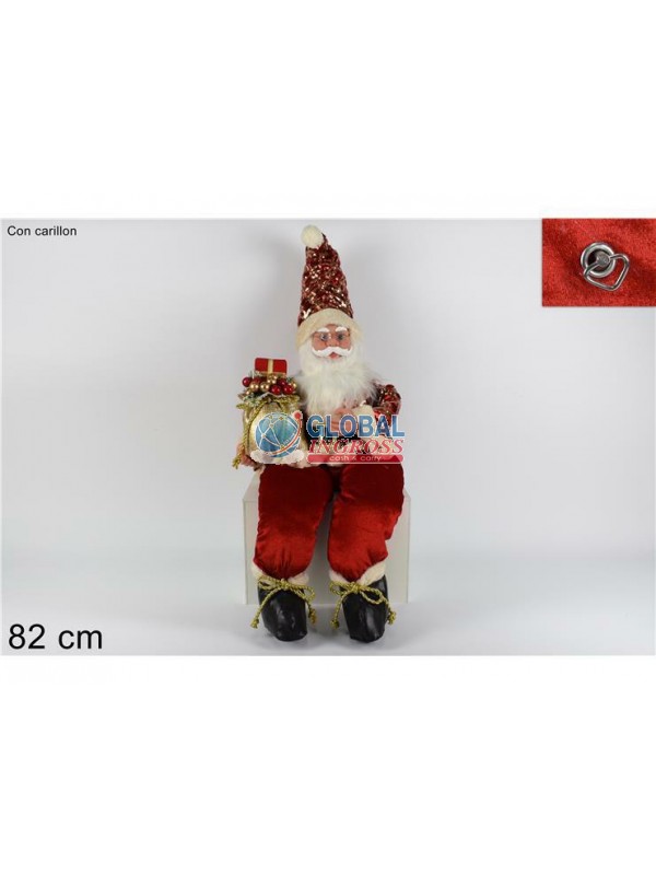 BABBO NATALE CARILLON SEDUTO 82cm ROSSO
