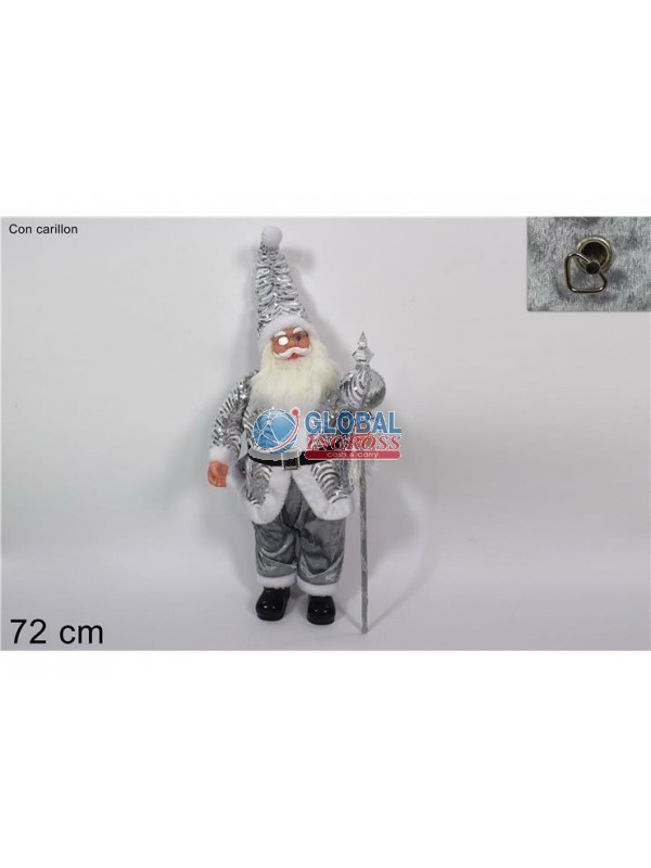 BABBO NATALE CARILLON 72cm SILVER .