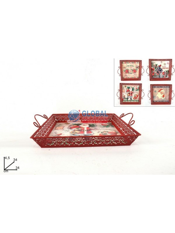 VASSOIO METALLO QUADRATO C/MANICI NATALE