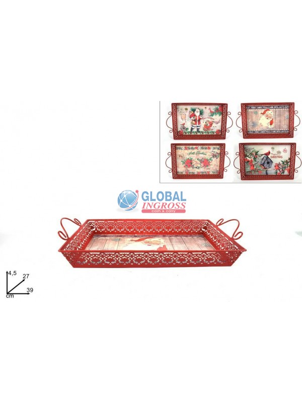 VASSOIO METALLO RETTANGOLARE NATALE