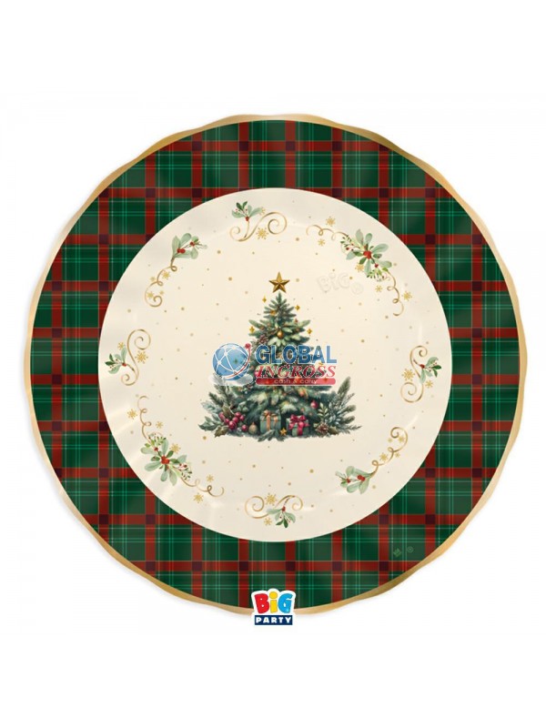 PARTY PIATTI NATALE TARTAN 30cm 6pz