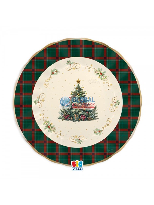 PARTY PIATTI NATALE TARTAN 25cm 6pz