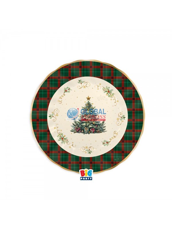 PARTY PIATTI NATALE TARTAN 20cm 6pz
