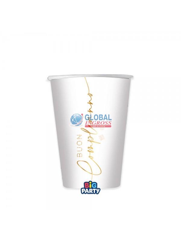 BICCHIERI BUON COMPLEANNO WHITE/GOLD 6pz
