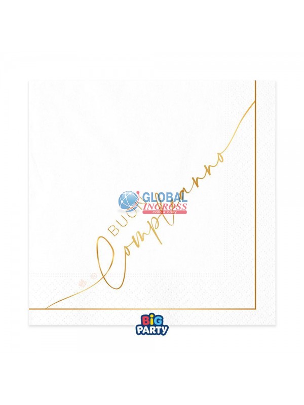 TOVAGLIOLI BUON COMPLEANNO WHITE/GOLD 20pz