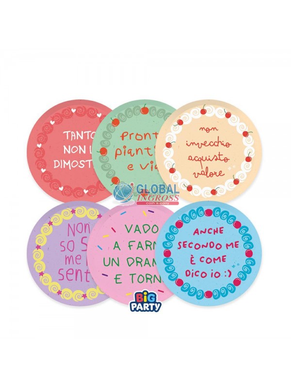 PIATTI CAKE PARTY 6pz 18cm MIX