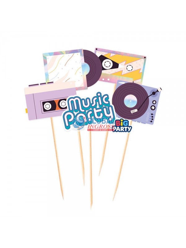 CAKE TOPPER MINI MUSIC PARTY 5pz