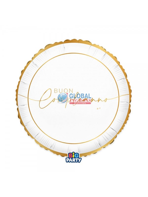 MYLAR 45cm BUON COMPLEANNO WHITE/GOLD