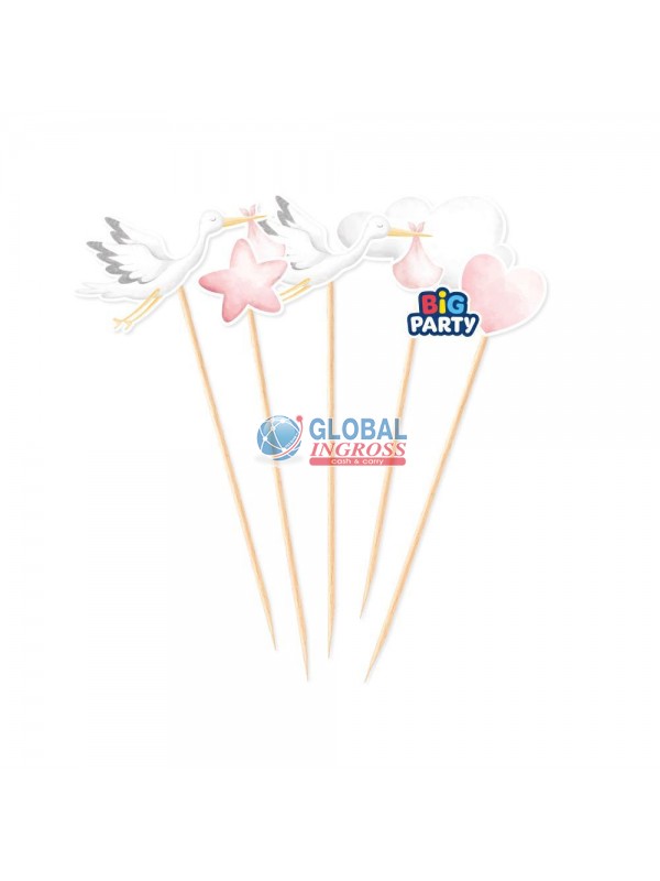 CAKE TOPPER MINI WELCOME BABY PINK 5pz