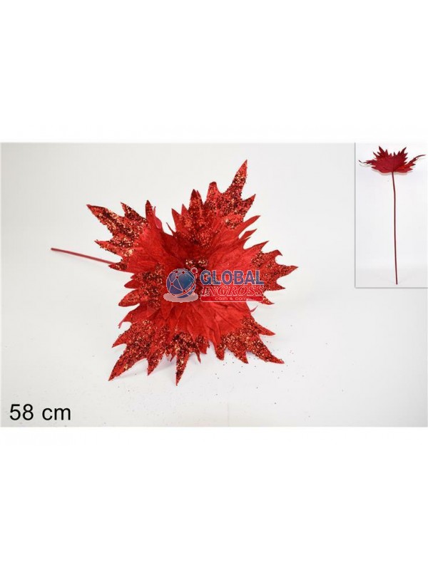 STELO FIORE VELLUTO GLITTER ROSSO